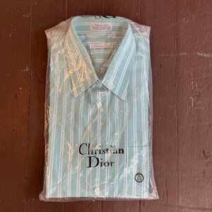 Vtg Christian Dior Mens Dress Shirt Plus De' Coton 16 32/33‎